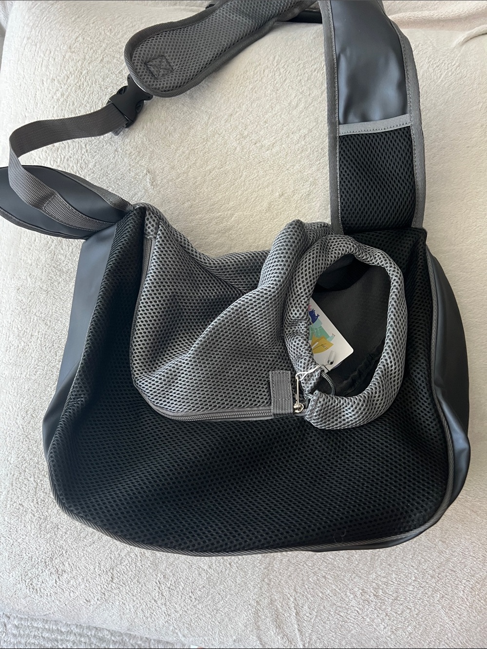 NEW! Dog Carrier- Gray & Black Mesh Sling Casual Crossbody